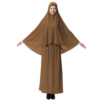 Ramadanas Musulmonų Maldos Drabužiu 2 Dalių Rinkinys Moterims Khimar Abaja Ilgai Hijab Sijonas Visiškai Padengti Islamas Drabužius Burka Niqab Jilbab Suknelė