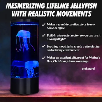Ramus Vandenynas Modeliavimas Cilindrinis Akvariumas Žuvų Bako Lemputė USB Plug-in LED Jellyfish Šviesos Spalvinga Spalva Keičiasi B