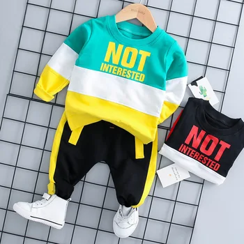 R&Z 2019 m. pavasarį naujas kostiumas berniukui spalvų atitikimo raidės sporto marškinėliai, kelnės dviejų dalių
