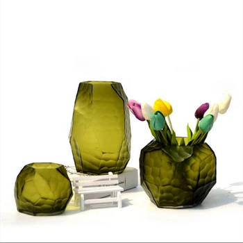 Rankinis šlifavimo iškirpti stiklo vaza Europos Stalo Gėlių vaza Vestuvių Dekoratyvinis Geometrinis vazos, namų dekoro priedai