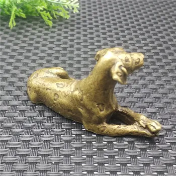 Rankų darbo kieto žalvario zodiako gyvūnų bronza šuo retro likimo šunų mielas šuo arbatos pet bronzinė statula