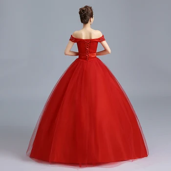 RAUDONA Baot Kaklo Vestuvių Suknelė 2020 Naujas Nėrinių Nuotakos Suknelės korėjos Stiliaus Plius Dydis Vestido De Novia Derliaus Realios Foto Užsakymą GZ