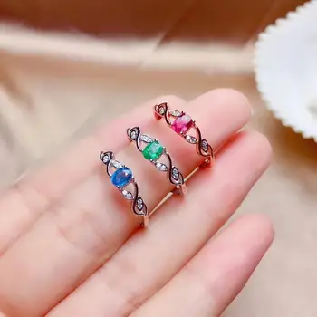 Raudona mėlyna žalia spalva, rubino, safyras, smaragdas, perlas žiedas 925 sidabro bauda papuošalai sertifikuoti gamtos perlas mergina gimtadienio vestuvinis žiedas