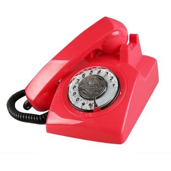 Raudona Retro Telefonai Corded Antikvariniai Pasukimo Dial Telephone Derliaus Classic 