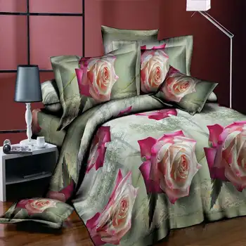 Raudonos rožės gėlių Namų Tekstilės 3D Patalynės Komplektai Medvilnės Panther4 Vnt. Antklodžių Padengti Nustatyti Butas Lapas Užvalkalas Bedclothes50