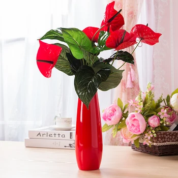Raudonos Spalvos Keramikos Vaza, Didelis Dydis Raudona Gėlė, Porceliano Vaza Šiuolaikinės Mados Stalo Vaza Namų Vestuvių Papuošalai Kalėdų
