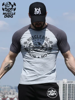 Raumenų šuo trumpomis rankovėmis t-shirt vyriškų drabužių prekės ženklo kvėpuojantis pusė rankovės stora sporto mokymo viršuje fitneso drabužius