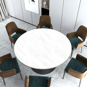 Raundas Marmuro staltiesė Stalo Padengti Skaidriu virtuvė modelis naftos staltiesė stiklo minkšta šluoste, Apvalios Namų Stalo Dangtis