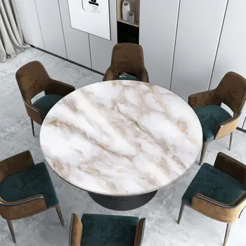 Raundas Marmuro staltiesė Stalo Padengti Skaidriu virtuvė modelis naftos staltiesė stiklo minkšta šluoste, Apvalios Namų Stalo Dangtis