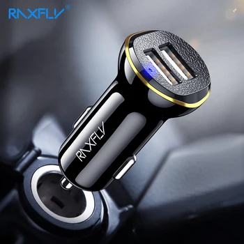 RAXFLY Automobilių Protingo Įkroviklio Dual USB Žiebtuvėlis iphone Samsung 5V/2.4 Skaitmeninis LED Ekranas, Sunkvežimių Telefono Įkroviklis Adapteris