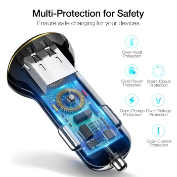 RAXFLY Automobilių Protingo Įkroviklio Dual USB Žiebtuvėlis iphone Samsung 5V/2.4 Skaitmeninis LED Ekranas, Sunkvežimių Telefono Įkroviklis Adapteris