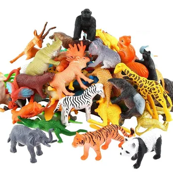 RCtown 53pcs/set Dinozaurų Laukinės gamtos Modelį, Vaikai Įspūdį Ankstyvojo Ugdymo Dovana Mini Džiunglių Gyvūnų Žaislų Rinkinys