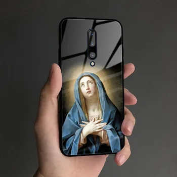 Religinės tapybos meno prabanga OnePlus 6 6t 7 pro grūdintas stiklas telefono padengti TPU minkšto silikono sklandžiai coque shell