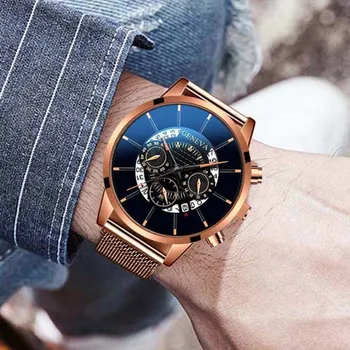 Relogio Masculino Laikrodžiai Vyrų Mados Magnetas Nerūdijančio Plieno Atveju Tinklelio Juosta Žiūrėti Kvarco Verslo Laikrodį Dovanų Reloj Hombre
