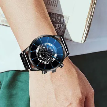 Relogio Masculino Laikrodžiai Vyrų Mados Magnetas Nerūdijančio Plieno Atveju Tinklelio Juosta Žiūrėti Kvarco Verslo Laikrodį Dovanų Reloj Hombre