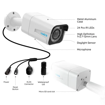 Reolink PoE IP kamera lauko 4MP 5MP 4x Optinis Priartinimas P2P day&night vision Vandeniui Kulka Stebėjimo Kamerą RLC-511