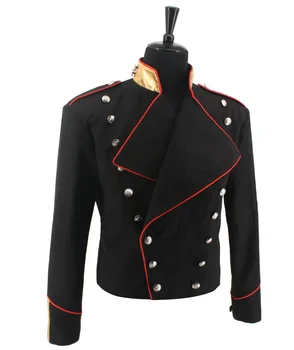 Retas MJ Michael Jackson Red & Black Karinės Anglija Stilius Neformalus Kietas Striukė viršutinių drabužių siuvimas