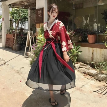 Retro Japonų Stilius Derliaus Haori Kawaii Merginos, Moterys Foral Kimono Suknelę už Šalies Yukata Azijos Drabužiai Sijonai Vestidos Karšto Pardavimo