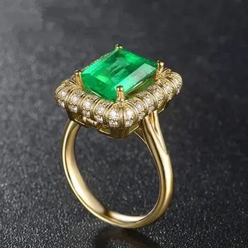 Retro Perdėti Mados Žiedas Mergina Žalia Kristalų, Cirkonio Dalyvavimas Imituojamas Močiutė Emerald14k aukso Šalis žiedo prekės