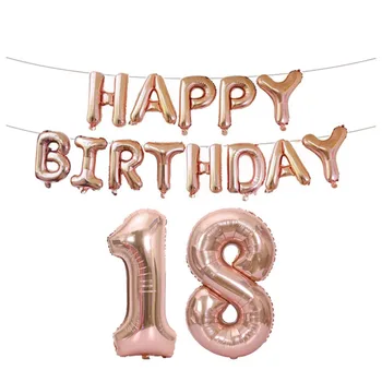 Rinkinys su gimtadieniu laišką balionas dideli pripučiami aliuminio balionas mergina 18 metų 21 metų amžiaus, šalies scenos dekoravimas žaislus