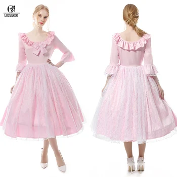 ROLECOS Saldus Lolita Princess Dress Moterys Šalis Suknelė Vestuvių Kostiumas Ilgai Rožinė Mėlyna Viktorijos Derliaus Kostiumas
