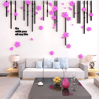 Romantiška 3D Sienų Lipdukai Vestuvių Kambarį Dekoruoti Miegamojo Fonas TV Fono Sienos Lipdukai Apsodinti Gėlių, Sienų Apmušalus