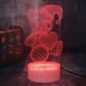 Romantiškas Širdyje, Bear šviesos Vaikai Šviesos Naktį 3D LED Kūrybos Lentelė, Naktiniai staleliai, Lempa Namų Puošybai Vaikams, Žaislai Gril Geriausia Gimtadienio lempos