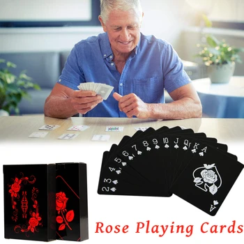 Rose Spausdinti Pokerio Vandeniui PVC Kortų Rinkinys Gryna Spalva Juoda Pokerio Kortelės Klasikinis Magija Gudrybės Įrankis Žaidimas Šalis Žaislas