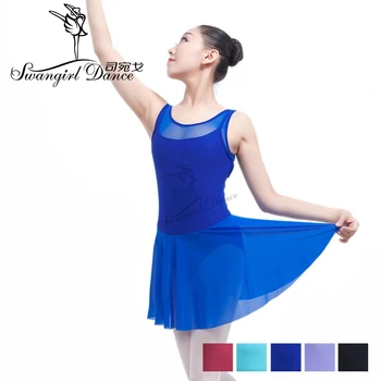 Royal blue bakas baleto triko su šifono sijonas, baleto šokių suknelė mergaitėms suaugusiųjų ballerina kostiumai baleto suknelė ML6031