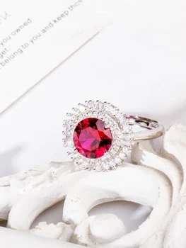 Ruby,Raudonas perlas 925 sterlingas sidabro žiedai moterims, žiedas mergina, papuošalai uxury Oficiali parduotuvė, moterų aksesuarai, vestuvių