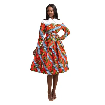 Rudens Mados Stilius Afrikos Moterų Spausdinimo ilgomis Rankovėmis Suknelė Afrikos Drabužiai Moterims Afrikos Suknelės Moterims