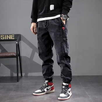 Rudens-Žiemos Mados, Vyrų Džinsai Japonijos Derliaus Dizaineris Džinsinio Krovinių Kelnės Spliced Haremo Kelnės Hip-Hop Džinsai Vyrams Poilsiu