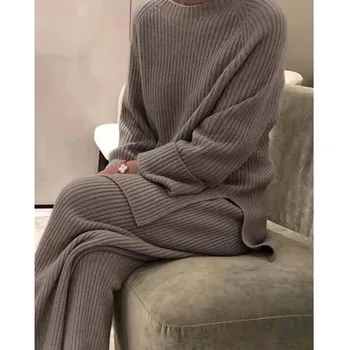 Rudenį 2020 plus size loungewear moteris rinkinys 2 vnt rinkinys moterims ilgomis rankovėmis moteris tshirts+laisvi pilnas kelnes lounge rinkinys