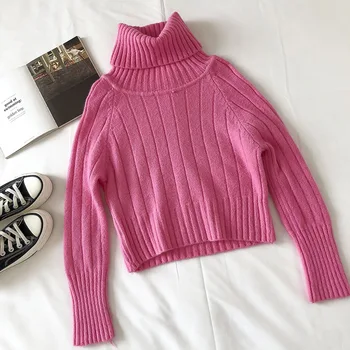 Rudenį Golfo megztiniai megztinis moterų 2020 m. žiemos naujus produktus korėjos saldainiai spalvos ilgomis rankovėmis viršuje trumpas, saldus Megztiniai puloveriai