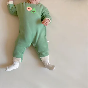 Rudenį ir žiemą kūdikių laipiojimo drabužius kūdikiams ilgomis rankovėmis paprasta spausdinimo Romper baby girl rudenį drabužiai