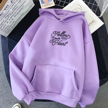 Rudenį Laiške Spausdinti Palaidinukė Harajuku 2019 Mados Moterų Megztinis Streetwear Cool Girl Violetinė Negabaritinių Hoodies Sudadera Mujer