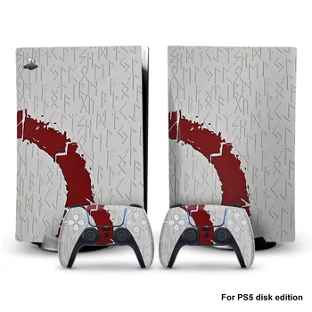 Runų Raštas PS5 Disko Leidimas Odos Lipdukas Playstation 5 Konsolės Ir 2 Kontroleriai Vinilo Decal Apsaugines Odos Stiliaus 4