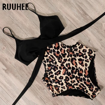 RUUHEE vientisi maudymosi kostiumėlį, Leopardas Vientisų maudymosi Kostiumėliai, Paminkštinta Push Up Maudymosi Kostiumai 2021 Karštą Vasaros Plaukimo Paplūdimio maudymosi kostiumėlį Moteris
