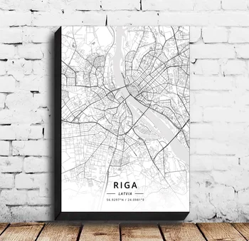 Ryga Latvija Žemėlapis Plakatas