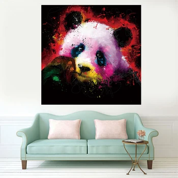 Ryškus, Spalvingas Panda Gyvūnų Drobės Tapybos Menas, Sienų Plakatai Ir Spausdina Namų Dekoratyvinis Dažymas Baras Drobės Tapybos Decore
