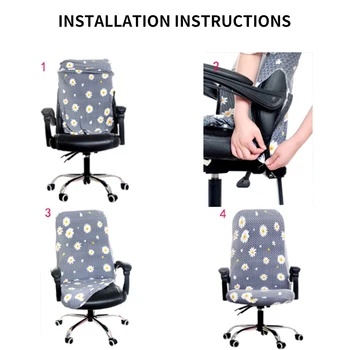 S/M/L Biuro Kėdė Padengti Spandex Ruožas Kompiuterį, Spausdinami Elastinga Sėdynės Padengti Slipcover Universalus Dangčiai Kėdės Su 1PC Atgal