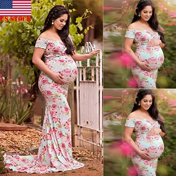 S-XL nėščių moterų nėrinių suknelė Maxi foto motinystės gėlių skraiste rožinė suknelė