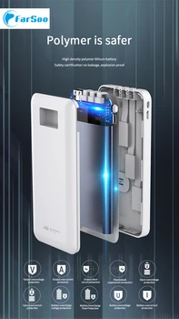 S86 Mini Powerbank 10000mAh su 4 galia telefono turėtojas ir LED ekranas, 