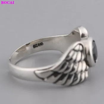 S925 sterlingas Sidabro moterų žiedas Antikvariniai Tailando sidabro žiedas 2020 moterų mados retro sparno komplektas su natūralaus akmens Sidabro Žiedas