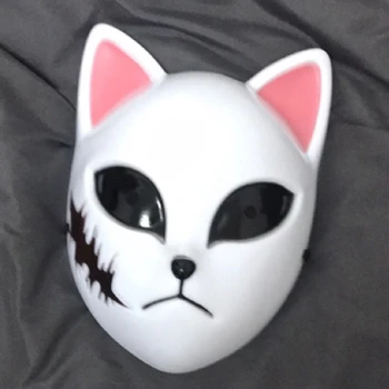 Sabito Cosplay Kaukė Anime Demon Slayer Kimetsu nr. Yaiba Sabito Kostiumų Priedai Fox Mask Halloween Party Prop