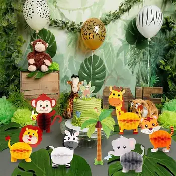 Safari Gyvūnai Korio Vaikams Gimtadienio Popieriaus Lanter Džiunglių Gyvūnų 3D Stalo Dekoracijos Vaikams Gimtadienio Safari Šaliai Dekoro