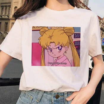 Sailor Moon 90s juokingi Marškinėliai Harajuku drabužius Marškinėlius Estetinės katė Anime Moterys Mielos Moterys T-shirt Kawaii Tees Mados Ullzang
