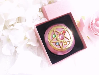Sailor Moon Krištolas, Rožinis Metalo Kompaktiškas Veidrodis Atveju Mėnesiena Atminties Serijos Moterų, Mergaičių, Cosplay Kosmetikos Make up Veidrodis + Box
