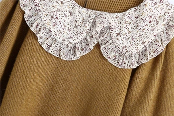 Saldus Moterų Peter Pan Apykaklės Megztinis 2020 Mados Ponios Gėlių Spausdinti Apykaklės Megztinis Streetwear Moterų Priežastinis Prarasti Viršūnės