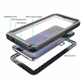 Samsung Galaxy S8 Vandeniui atveju gyvybės vandens Šokas Purvo, Sniego Įrodymas Apsaugos Galaxy S8 Plus atveju Su Touch ID Dangtis